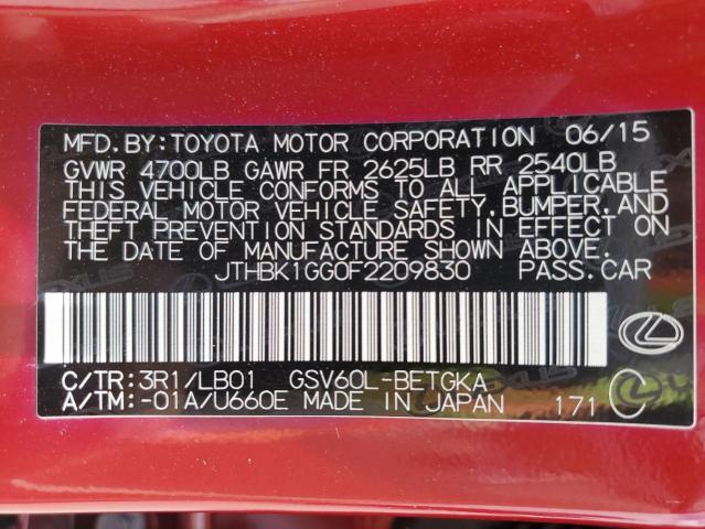 2015 Lexus Es 350 VIN: JTHBK1GG0F2209830 Lot: 59727474