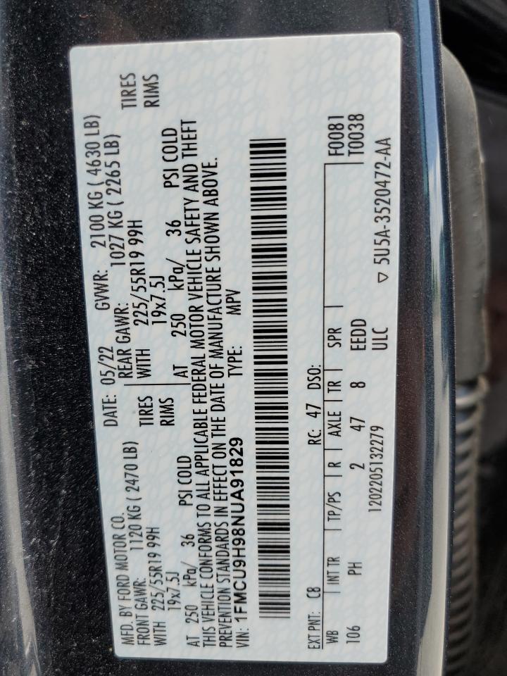 1FMCU9H98NUA91829 2022 Ford Escape Sel