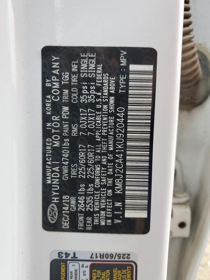 KM8J2CA41KU920440 2019 Hyundai Tucson Se