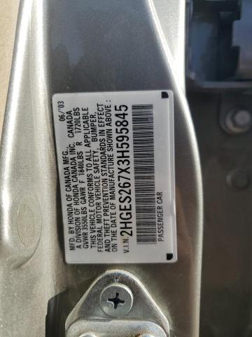 2003 Honda Civic Ex VIN: 2HGES267X3H595845 Lot: 58753144