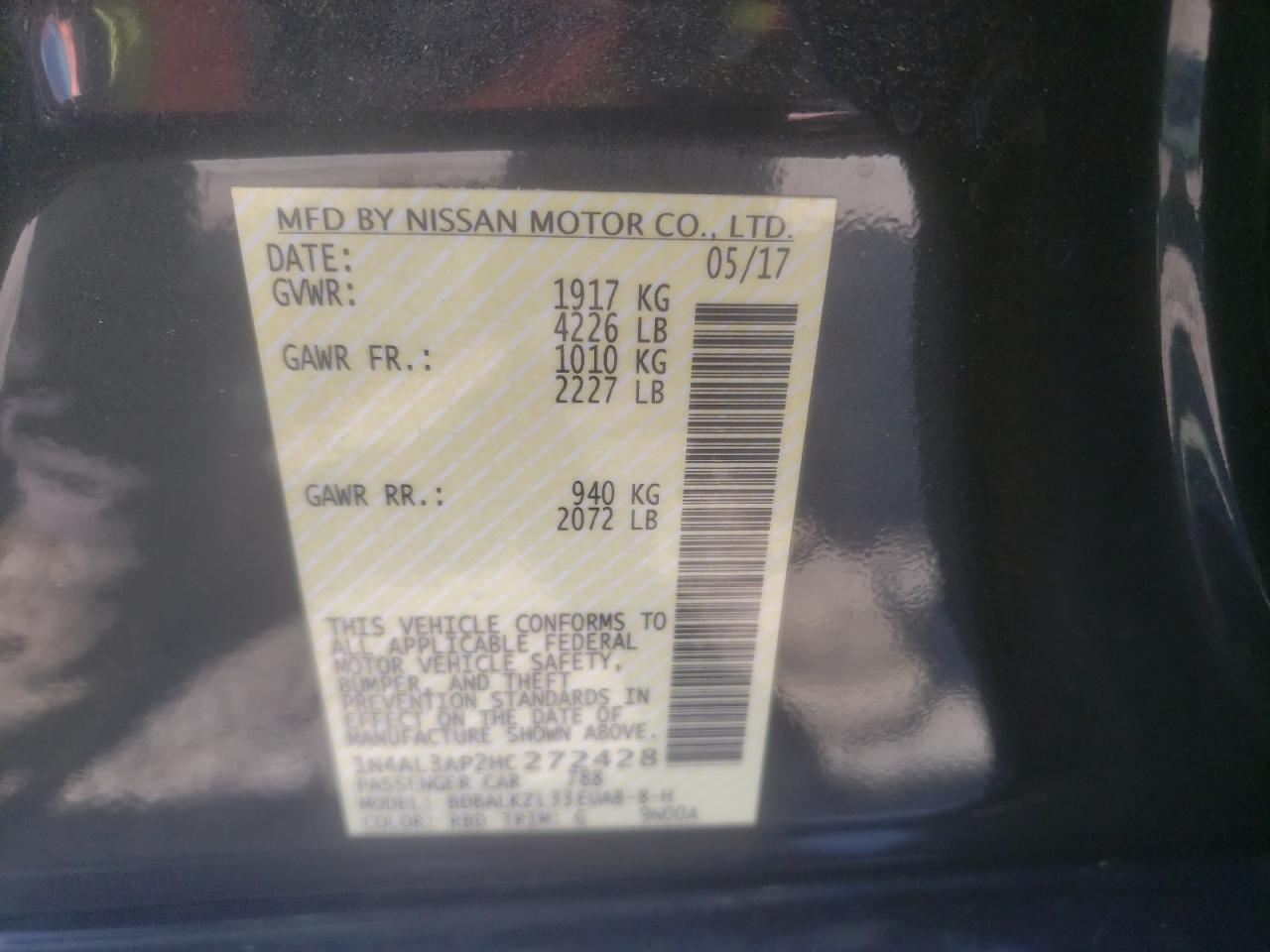 1N4AL3AP2HC272428 2017 Nissan Altima 2.5