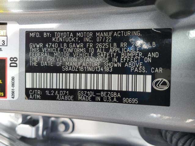 2022 Lexus Es 350 Base VIN: 58ADZ1B11NU134183 Lot: 60463374