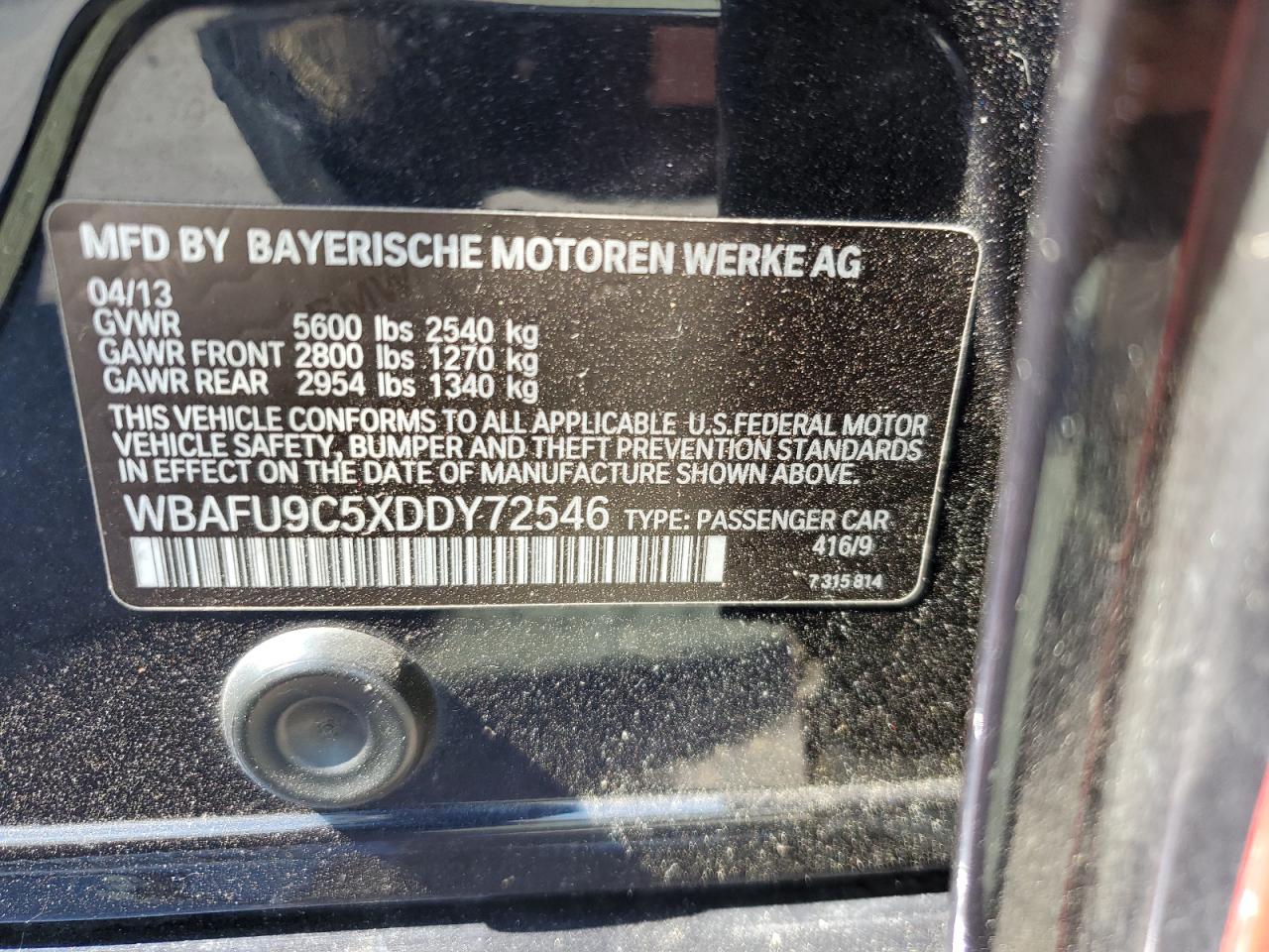 WBAFU9C5XDDY72546 2013 BMW 550 Xi