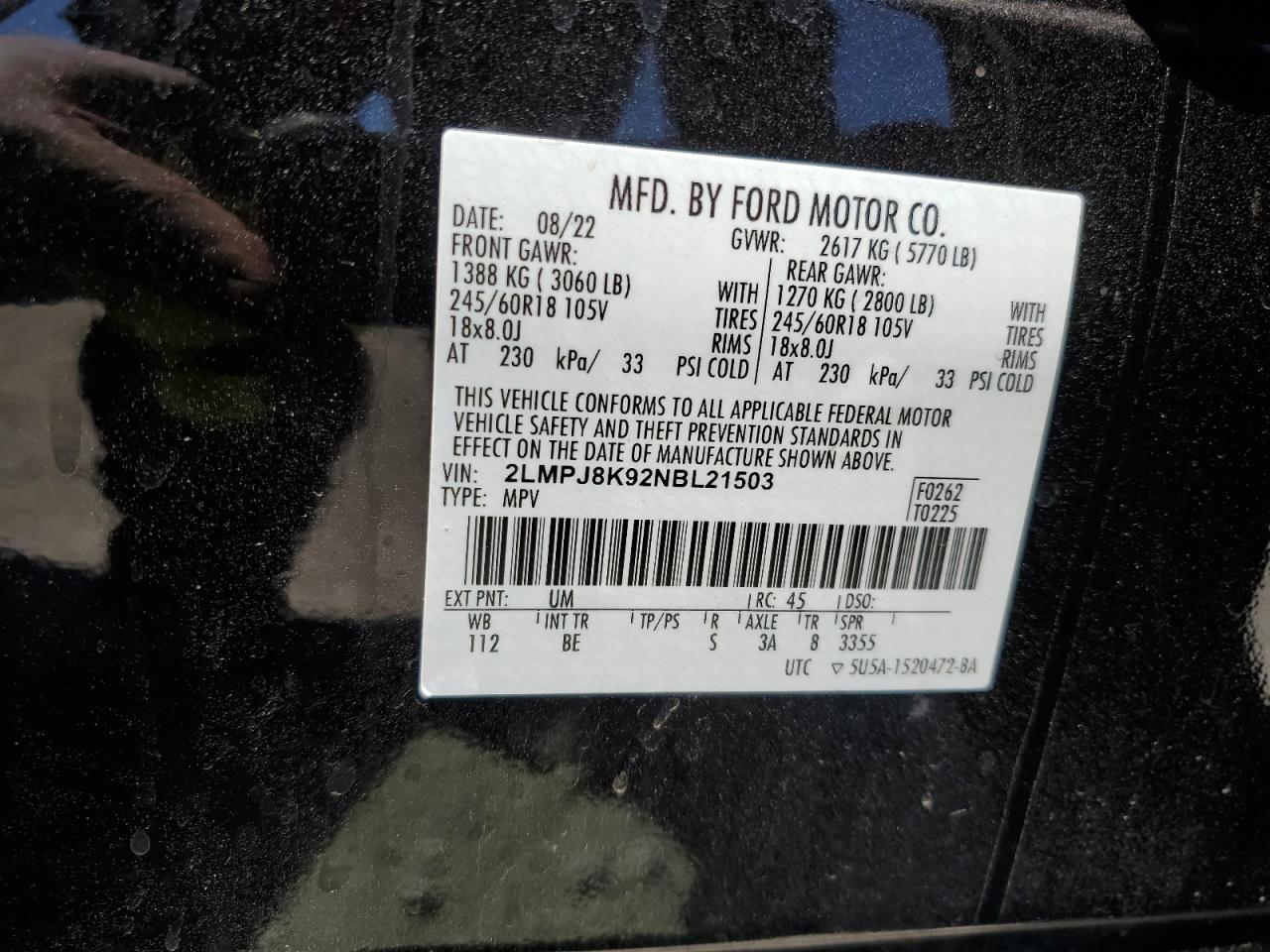 2LMPJ8K92NBL21503 2022 Lincoln Nautilus Reserve