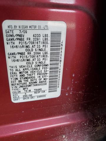 2010 Nissan Rogue S VIN: JN8AS5MT7AW000208 Lot: 60279554