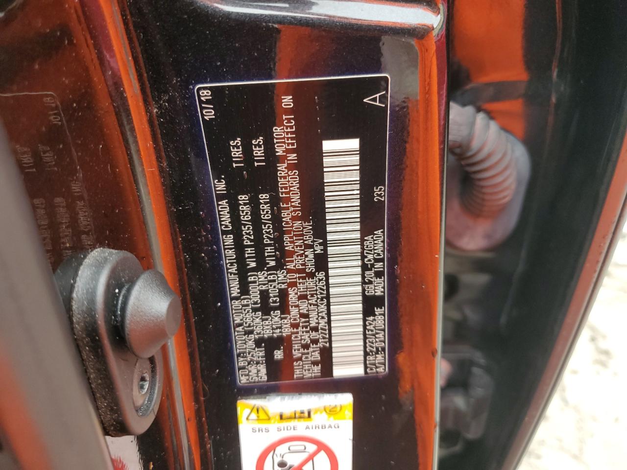 2T2ZZMCAXKC122636 2019 Lexus Rx 350 Base