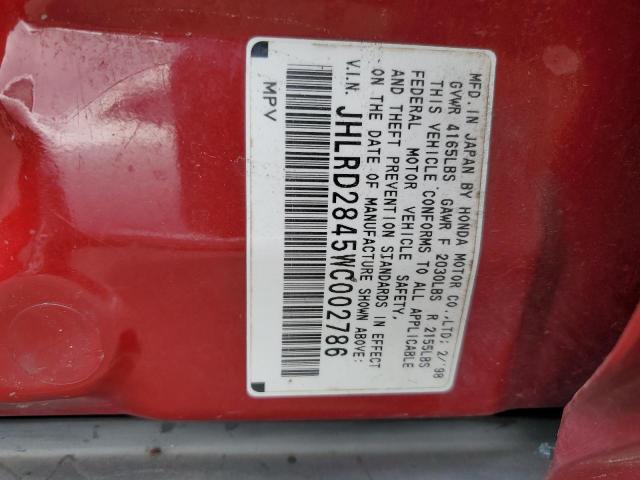 1998 Honda Cr-V Lx VIN: JHLRD2845WC002786 Lot: 57157454