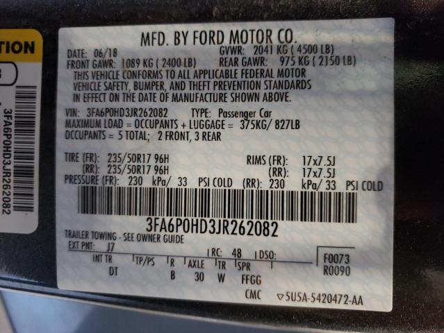 VIN 3FA6P0HD3JR262082 2018 Ford Fusion, SE no.12