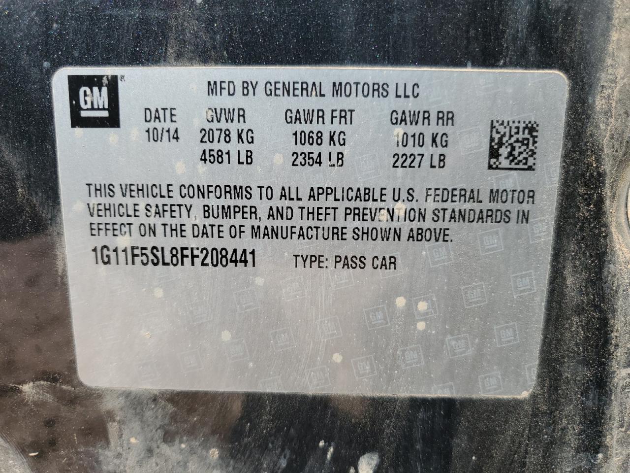 1G11F5SL8FF208441 2015 Chevrolet Malibu Ltz