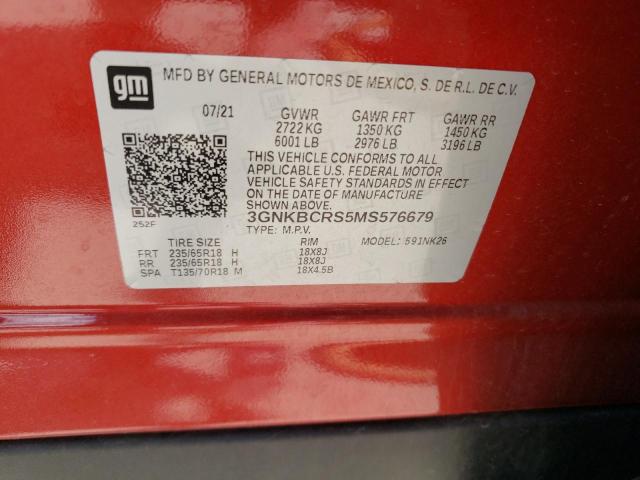 2021 Chevrolet Blazer 2Lt VIN: 3GNKBCRS5MS576679 Lot: 59478934