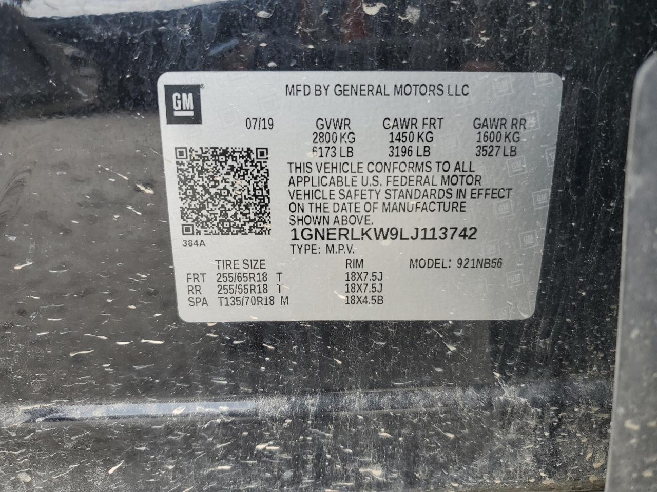 1GNERLKW9LJ113742 2020 Chevrolet Traverse Ls