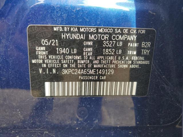 2021 Hyundai Accent Se VIN: 3KPC24A65ME149129 Lot: 59429744