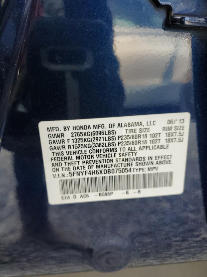 5FNYF4H6XDB075054 2013 Honda Pilot Exl