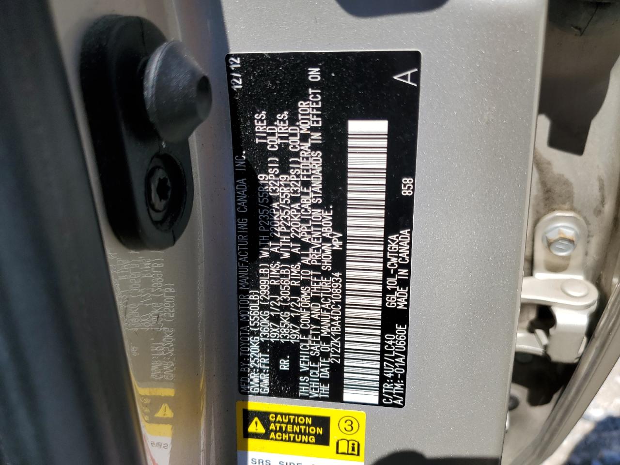 2T2ZK1BA4DC108934 2013 Lexus Rx 350