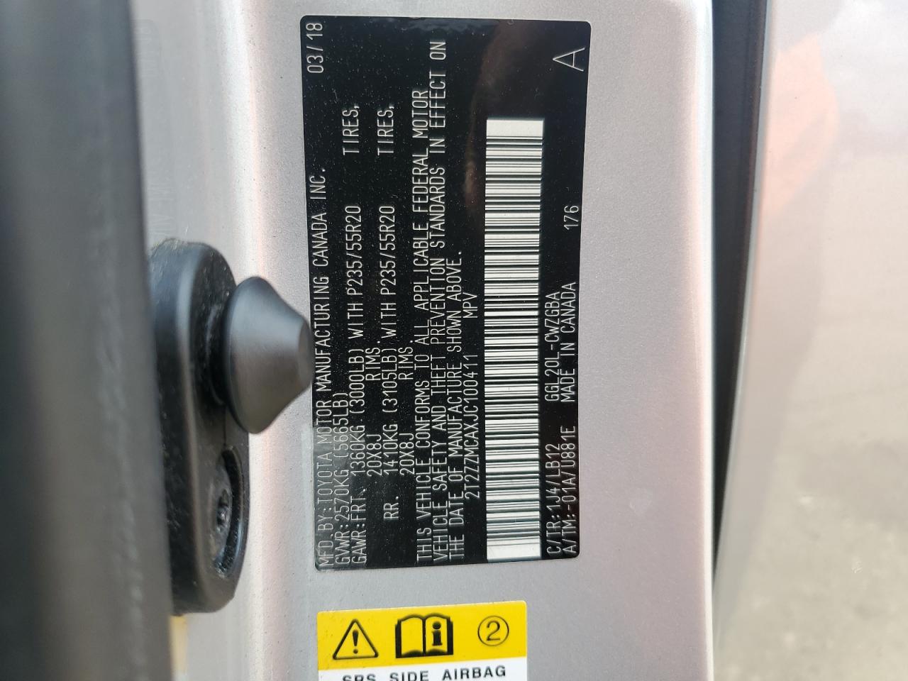 2T2ZZMCAXJC100411 2018 Lexus Rx 350 Base