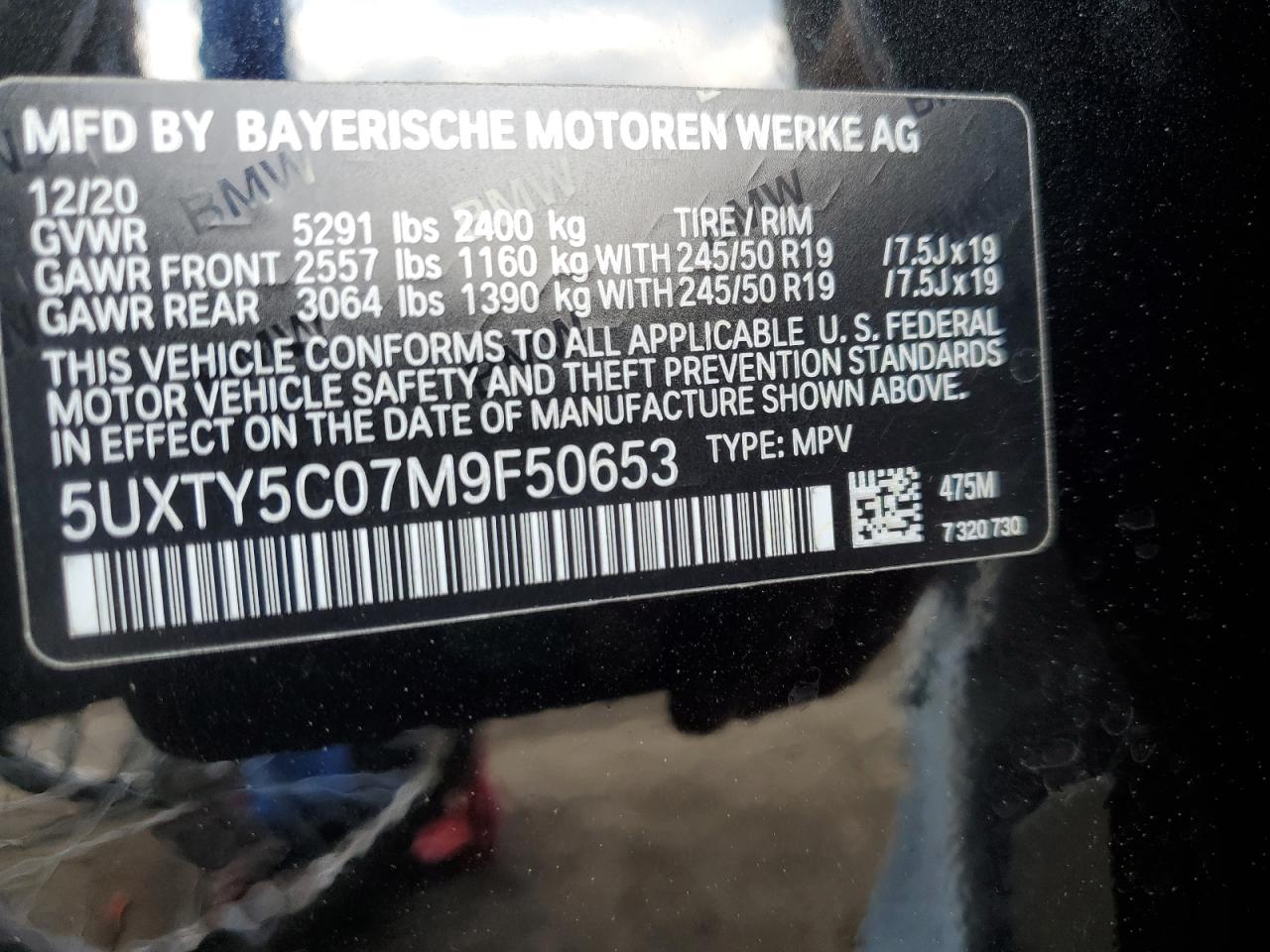 5UXTY5C07M9F50653 2021 BMW X3 xDrive30I