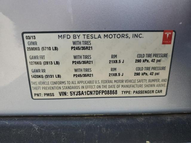 2013 Tesla Model S VIN: 5YJSA1CN7DFP08868 Lot: 58990834