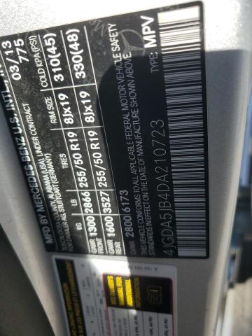 2013 Mercedes-Benz Ml 350 VIN: 4JGDA5JB4DA210723 Lot: 59414104