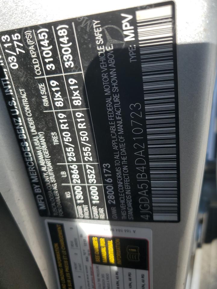 4JGDA5JB4DA210723 2013 Mercedes-Benz Ml 350