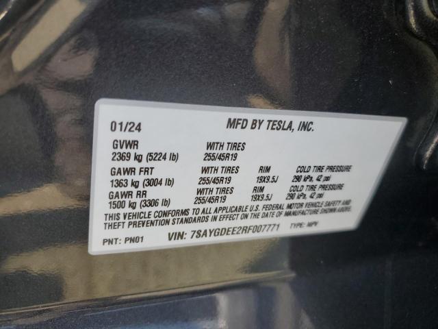 2024 Tesla Model Y VIN: 7SAYGDEE2RF007771 Lot: 59957754