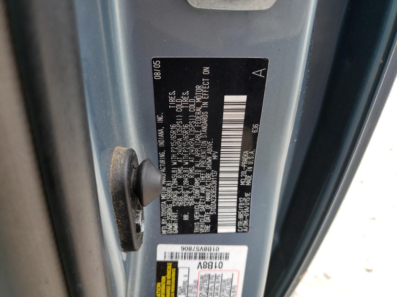 5TDZA23C85S381137 2005 Toyota Sienna Ce