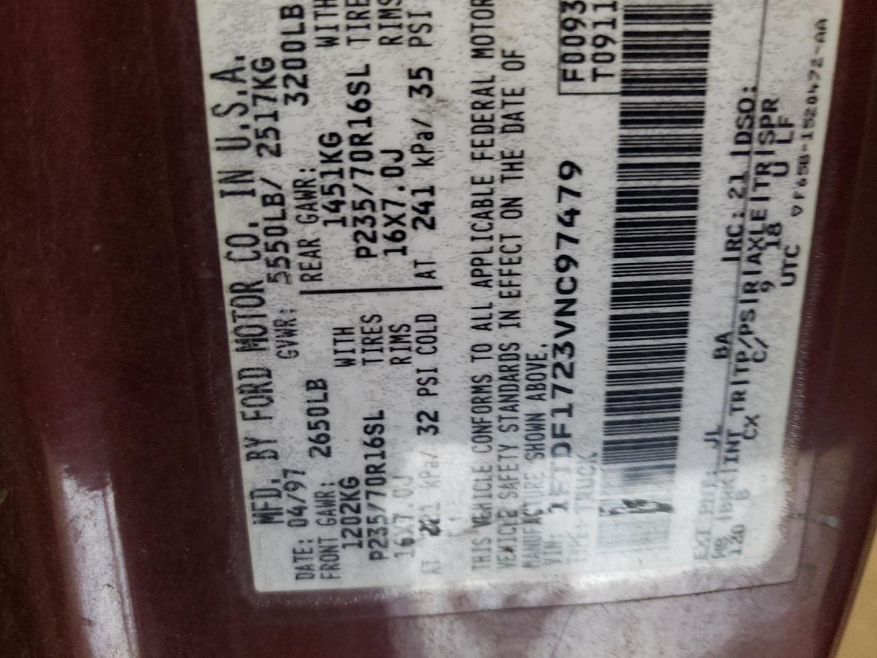 1FTDF1723VNC97479 1997 Ford F150