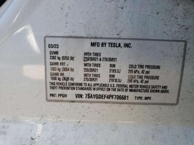 2023 Tesla Model Y VIN: 7SAYGDEF4PF706681 Lot: 57328964