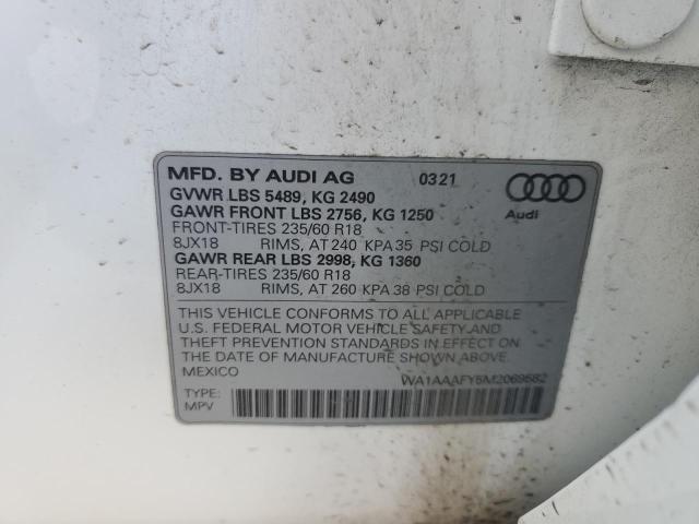 2021 Audi Q5 Premium VIN: WA1AAAFY5M2069582 Lot: 58580634