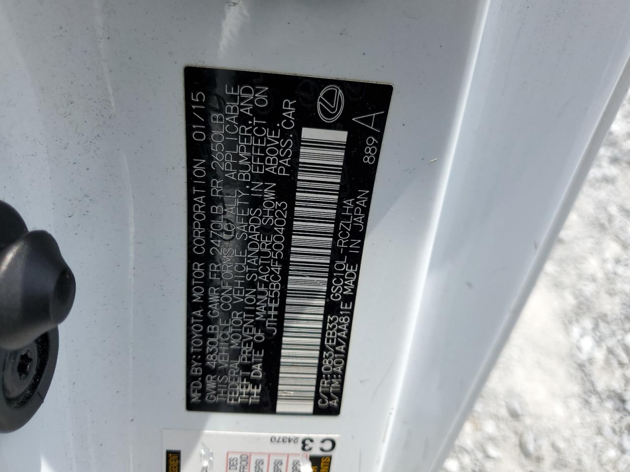 JTHHE5BC4F5004023 2015 Lexus Rc 350