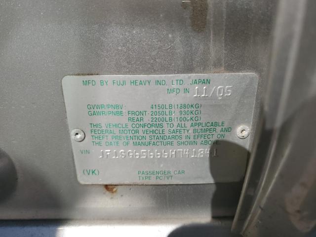 2006 Subaru Forester 2.5X Premium VIN: JF1SG65666H741841 Lot: 58831574