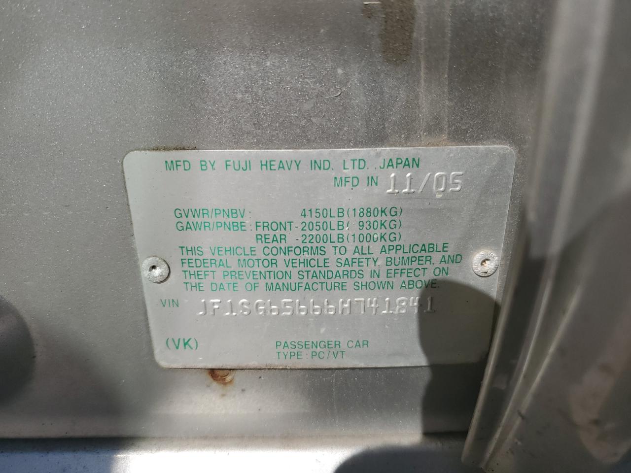 JF1SG65666H741841 2006 Subaru Forester 2.5X Premium