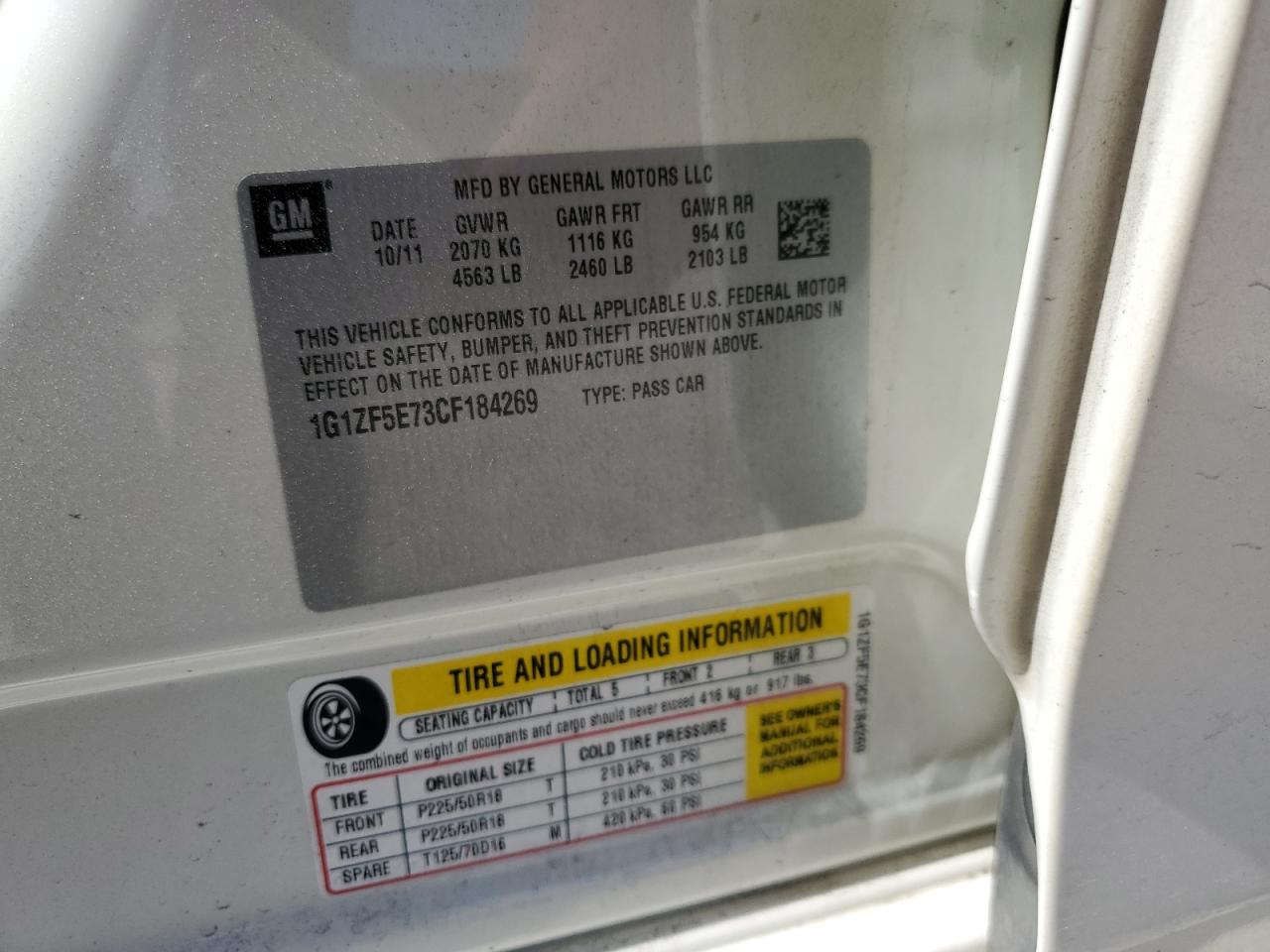 1G1ZF5E73CF184269 2012 Chevrolet Malibu 3Lt