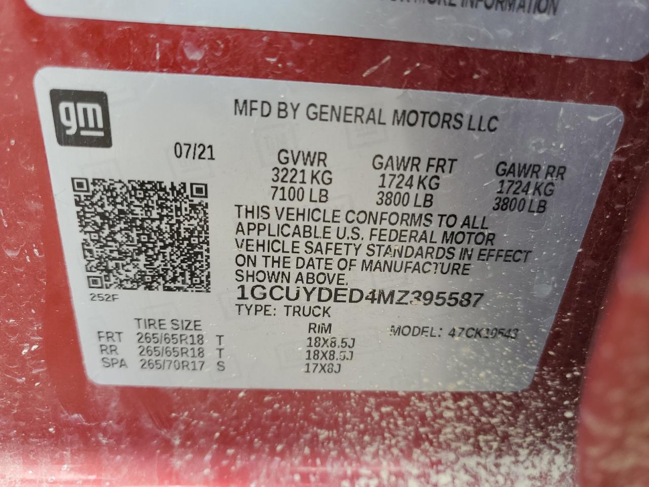 1GCUYDED4MZ395587 2021 Chevrolet Silverado K1500 Lt