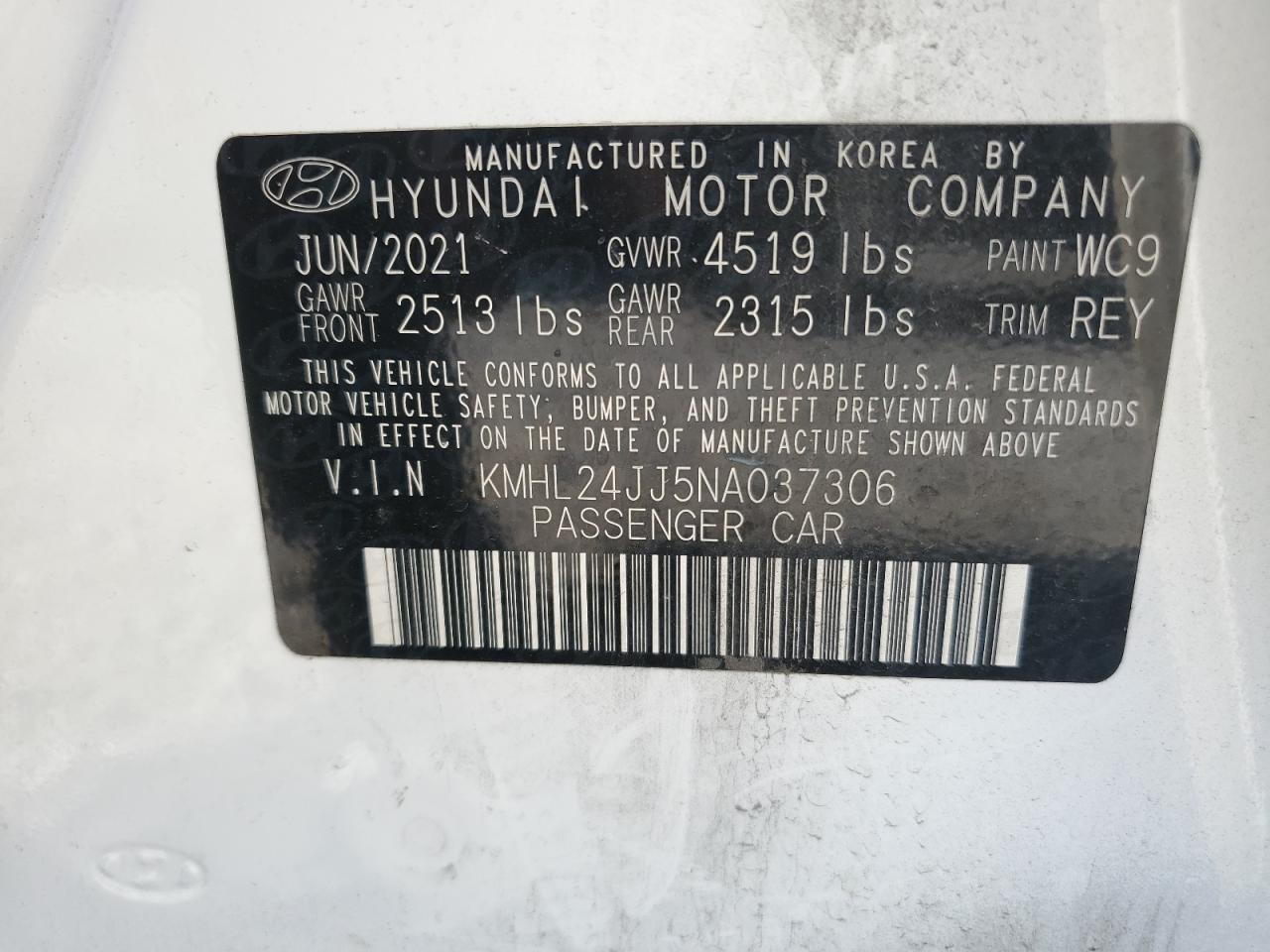 2022 Hyundai Sonata Hybrid vin: KMHL24JJ5NA037306