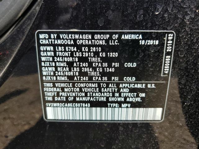 1V2WR2CA8KC507843 2019 Volkswagen Atlas Se