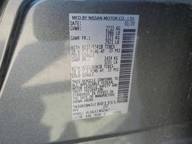 2020 Nissan Pathfinder Sv VIN: 5N1DR2BN2LC601355 Lot: 58827384