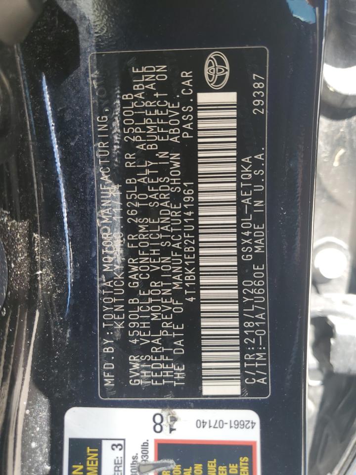 4T1BK1EB2FU141961 2015 Toyota Avalon Xle