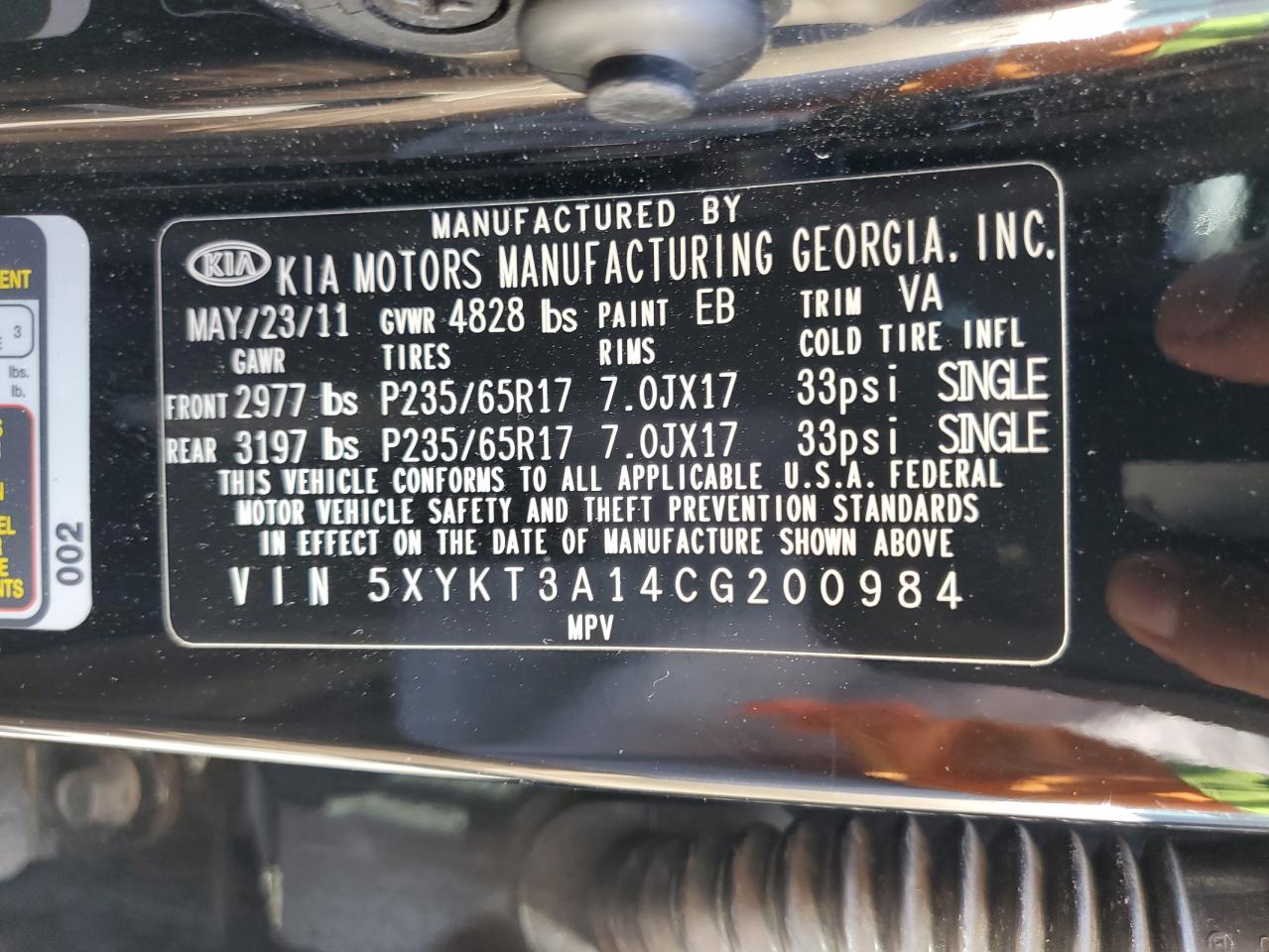 5XYKT3A14CG200984 2012 Kia Sorento Base