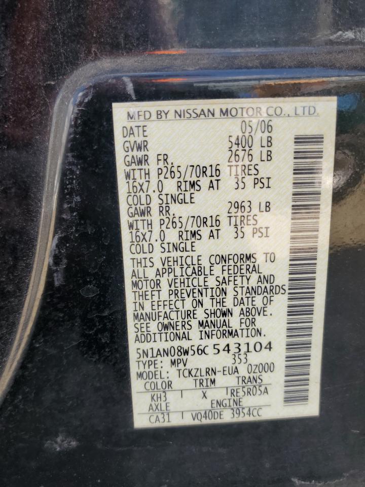 5N1AN08W56C543104 2006 Nissan Xterra Off Road