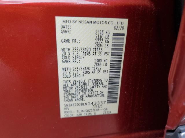 2020 Nissan Murano Platinum VIN: 5N1AZ2DJ8LN143337 Lot: 57291534