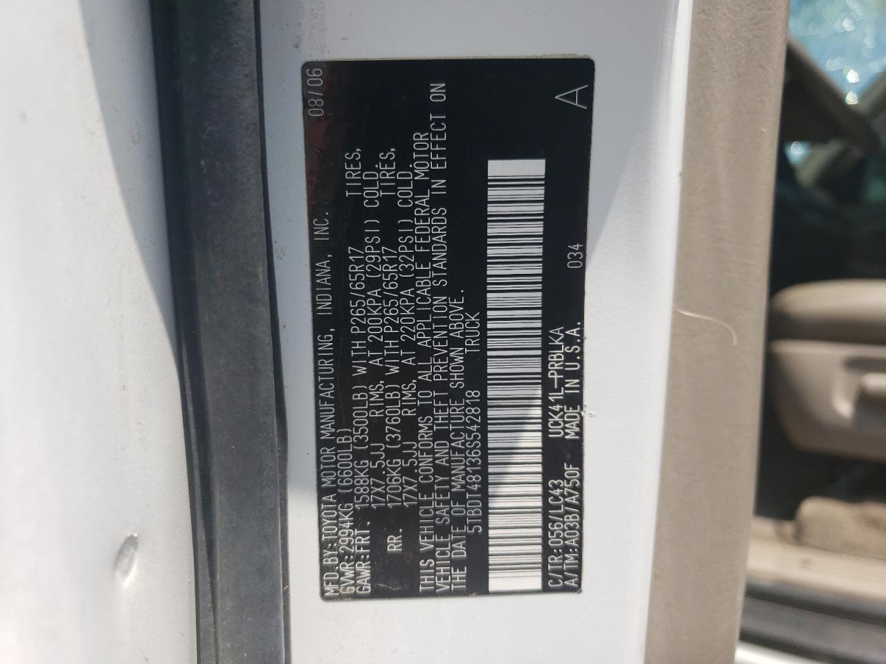 5TBDT48136S542818 2006 Toyota Tundra Double Cab Limited