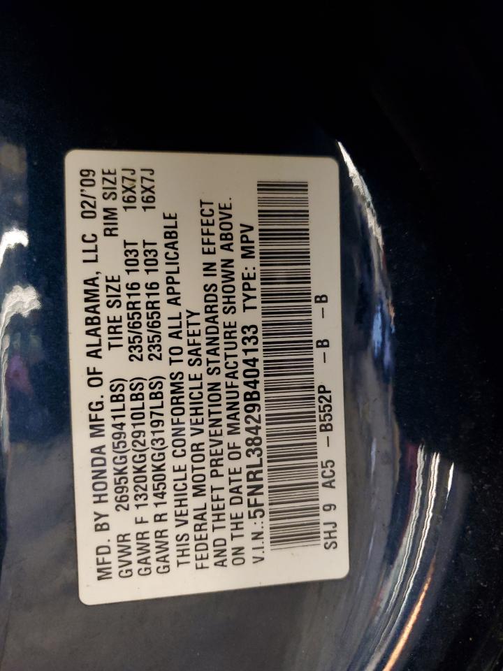 5FNRL38429B404133 2009 Honda Odyssey Ex