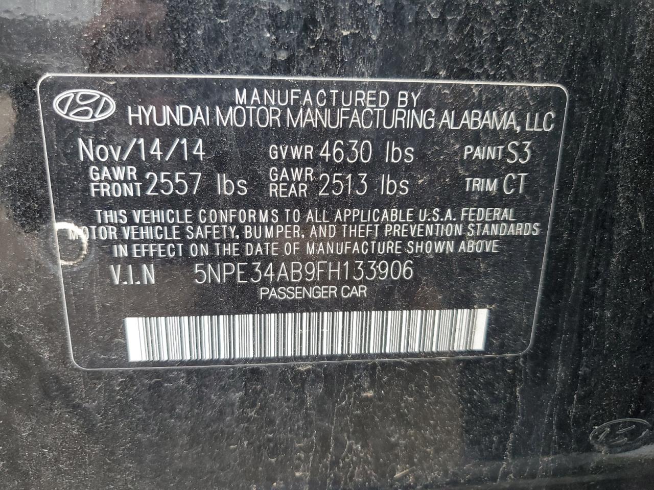 5NPE34AB9FH133906 2015 Hyundai Sonata Sport