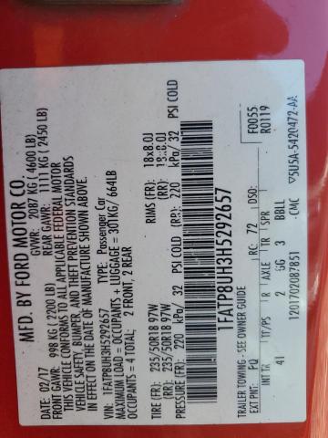 2017 Ford Mustang VIN: 1FATP8UH3H5292657 Lot: 61239974