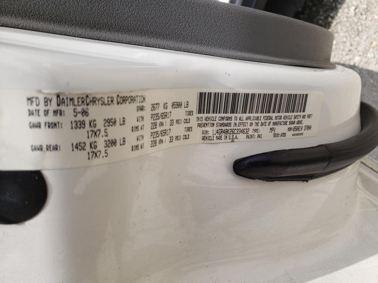 1J4GR48K26C334632 2006 Jeep Grand Cherokee Laredo