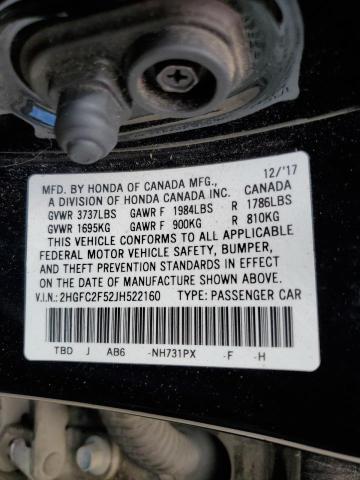 2018 HONDA CIVIC LX 2HGFC2F52JH522160