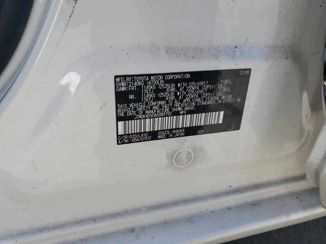 JTMDK4DV0A5089792 2010 Toyota Rav4 Limited