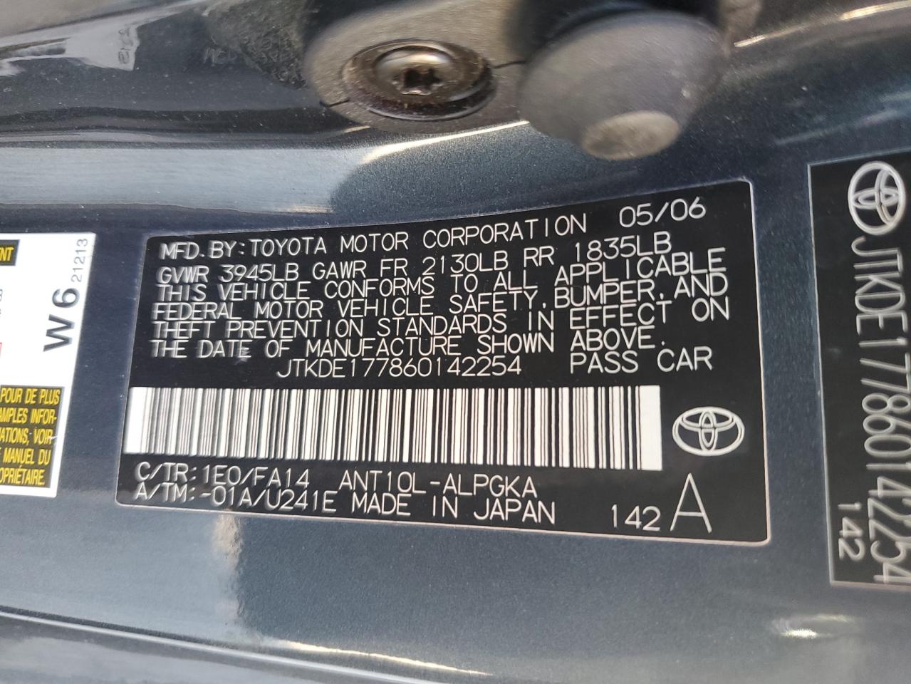 JTKDE177860142254 2006 Toyota Scion Tc