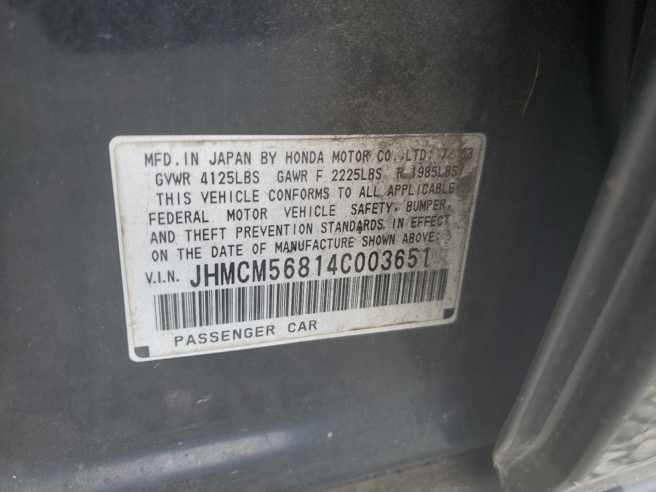 JHMCM56814C003651 2004 Honda Accord Ex