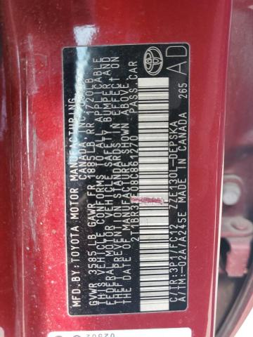 2008 Toyota Corolla Ce VIN: 2T1BR32E08C861270 Lot: 56954864